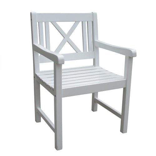 2 Armsessel Malmö aus Akazien-Holz weiß lackiert Gartenstühle Holzstühle