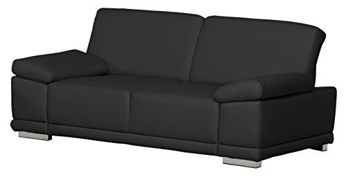 2,5-Sitzer Corianne/191x80x99cm/Leder Punch schwarz-Poroflex softy schwarz