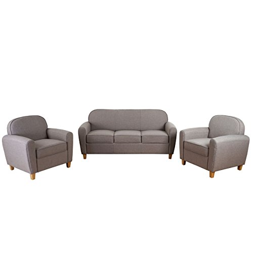 3-1-1 Sofagarnitur Malmö T377, Couch Loungesofa, Retro 50er Jahre Design ~ grau, Textil