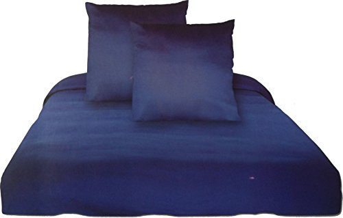 3-tlg. Sommer Bettwäsche 200x200 + 2x 80x80c m, Fb. royal blau, uni, einfarbig, Reißverschluß, Microfaser