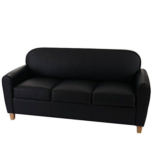 3er Sofa Malmö T377, Loungesofa Couch, Retro 50er Jahre Design ~ schwarz, Kunstleder