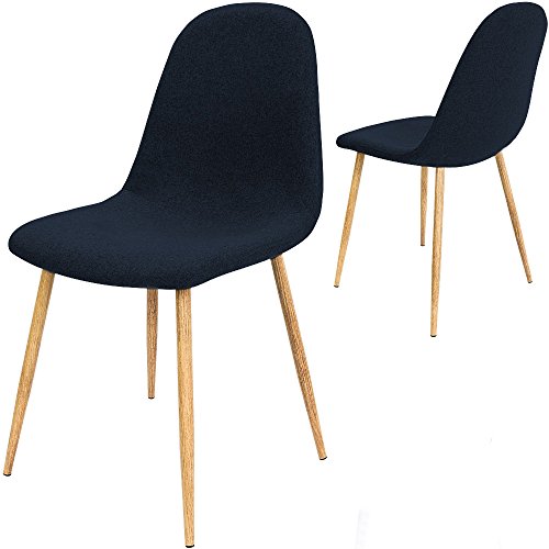 4x Design Stuhl mit Stoffbezug dunkelblau - Esszimmerstühle Stühle Designerstuhl