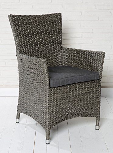 4x Hochwertiger Polyrattan Gartenstuhl Aluminium Gestell Sessel Rattan Stuhl Gartenstühle Gartenmöbel Braun