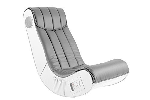 AC Design Furniture 48606 Musiksessel Henk, Bezug Kunstleder grau, Seiten Kunstleder weiß mit eingebautem Soundsystem