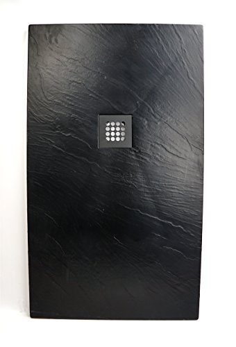 Art-of-Baan® - Extra flache Duschtasse, Duschwanne aus Stein, Antirutsch (ABS) Oberfläche Schwarz; 120x70x3,5cm inkl. Ablaufgarnitur
