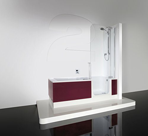 Artweger Twinline 2 Dusch Badewanne mit Duschzone 170 cm Duschabtrennung silber matt mit Styropor Träger befliesbar