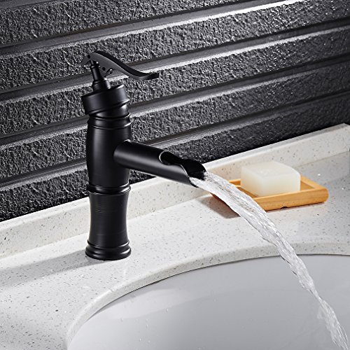 Auralum® Zeitgenössig aus Kuper Schwarze Bronze Mischbatterie Wasserhahn Armatur für Waschtisch Bad Waschbecken Küche