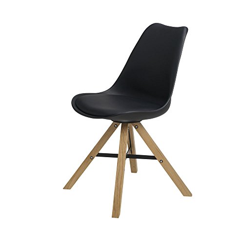 BUTIK Moderner Esszimmerstuhl Consilium Trent - Maße 83x48x39 cm - Sitzkissen aus hochwertigem Kunstleder (Schwarz)