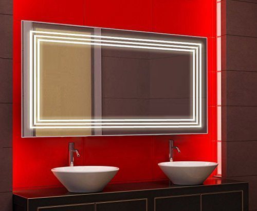 Badspiegel mit Power LED Beleuchtung, 110x70 cm, Spiegel, Wandspiegel, kaltweiß