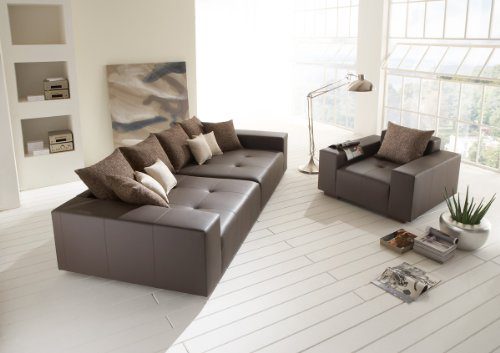 Big Leder Sofa mit Sessel - Made in Germany - Italienisches Leder - Freie Farbwahl ohne Aufpreis aus 26 Lederfarben - Nahezu jedes Sondermaß möglich! Sprechen Sie uns an. Info unter 05226-9845045 oder info@highlight-polstermoebel.de