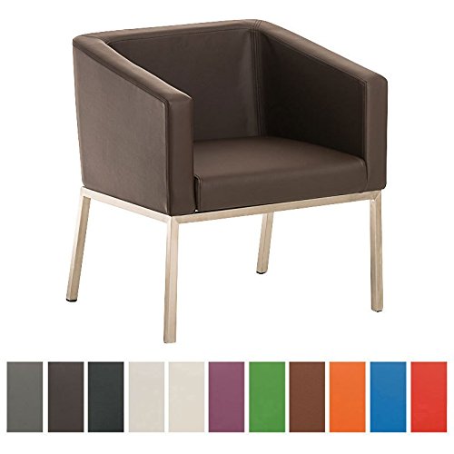 CLP Edelstahl Lounge-Sessel NALA im Retro-Stil, mit Armlehne, Polsterstärke 8 cm, bis zu 11 Farben wählbar, Sitzhöhe 44 cm braun