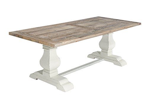 CLP Holz Esszimmer-Tisch SEVERUS, handgefertigt, stabil, Shabby chic Landhaus-Stil, bis zu 4 Größen wählbar antik-weiß, 240 x 100 x 78 cm
