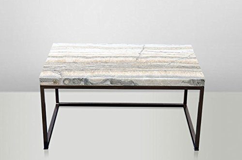 Casa Padrino Art Deco Beistelltisch Onyx / Metall 80 x 50 cm- Jugendstil Tisch - Möbel Couchtisch