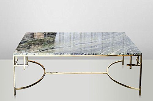 Casa Padrino Art Deco Couchtisch Gold Metall / Marmor 130 x 70 cm- Jugendstil Tisch - Möbel Wohnzimmer