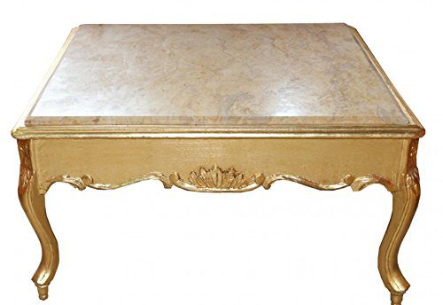 Casa Padrino Barock Couchtisch Gold mit Marmorplatte 80 x 80 cm- Antik Stil