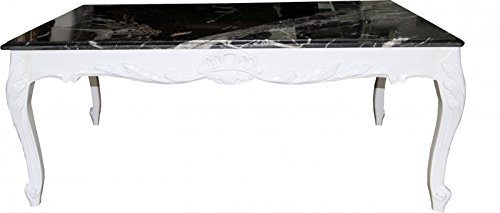 Casa Padrino Barock Couchtisch Weiß mit Marmorplatte 120 x 80 cm - Limited Edition