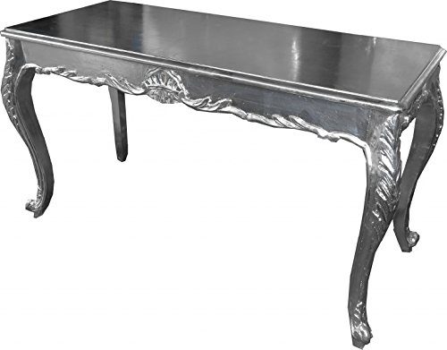 Casa Padrino Barock Esstisch Silber 140 x 60 cm - Esszimmer Tisch - Möbel Esstisch - Konsolentisch - Konsole