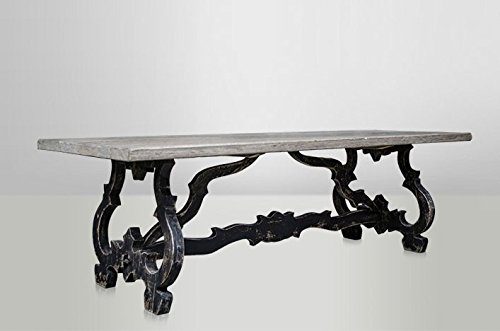Casa Padrino Barock Teak Esstisch Rustic Grey / Antik Schwarz 240 x 104 cm - Landhaus Stil Tisch Teakholz