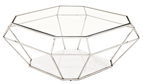 Casa Padrino Luxus Art Deco Couchtisch Glas / Nickel Finish - Glastisch - Luxus Kollektion