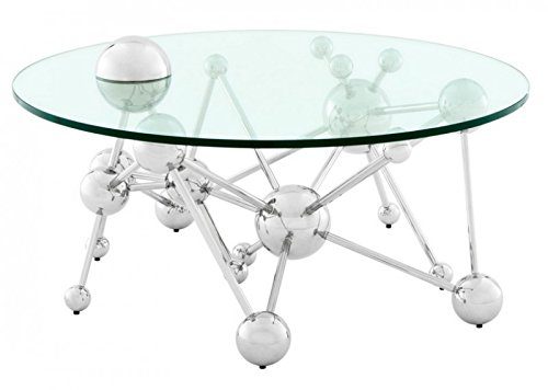 Casa Padrino Luxus Couchtisch Edelstahl / Glas Nickel Finish Astronomy - Art Deco Wohnzimmer Tisch