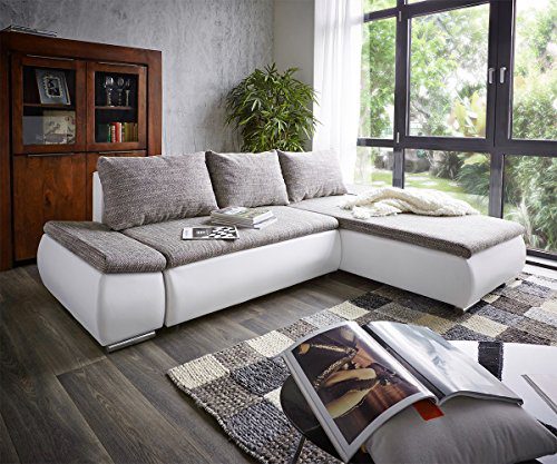 Couch Abilene Weiss 260x175cm Schlaffunktion Ottomane variabel