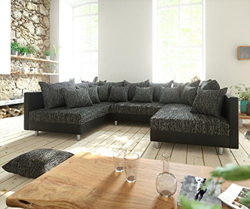 Couch Clovis Schwarz Wohnlandschaft modulares Sofa aus Modulsystem