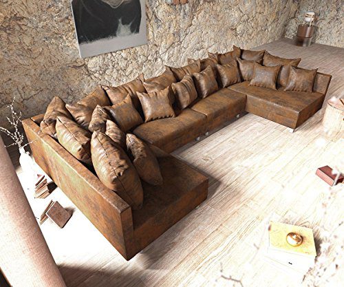 Couch Clovis XL Braun Antik-Optik Wohnlandschaft Modulsofa