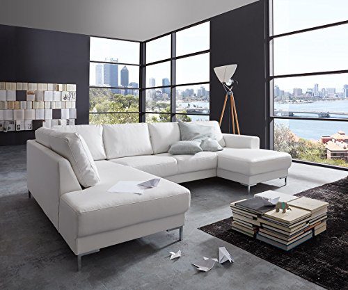 Couch Silas Weiss 300x200 cm Ottomane Links Designer Wohnlandschaft