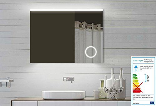 Design LED Badezimmerspiegel Badspiegel Lichtspiegel mit Schminkspiegel mit Beleuchtung 80x60 cm