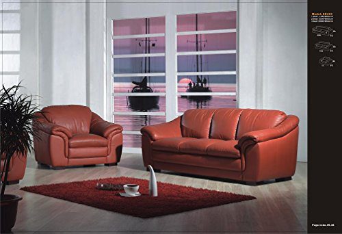 Design Voll-Leder-Sofa-Ledergarnitur-Polstermöbel-Sessel Sofagarnitur 403-3+2+1