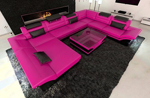 Design Wohnlandschaft XXL ENZO pink-schwarz