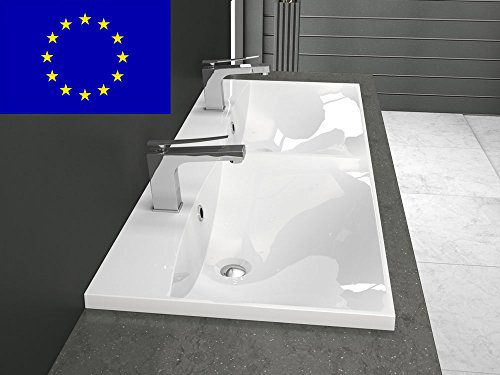 Doppel-Einbau-Waschbecken 120x46cm eckig | 120cm Doppel-Einbau-Waschtisch | Qualität MADE IN EU
