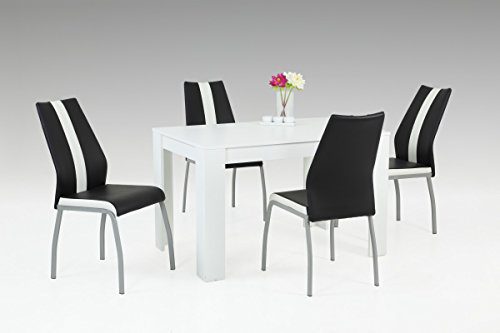 Dreams4Home Essgruppe 'Marko' 5-teilig, Tischgruppe, Esstisch, Stuhl, Küche, Esszimmer, (B/T/H) ca. 120 x 80 x 76 cm, in weiß/schwarz