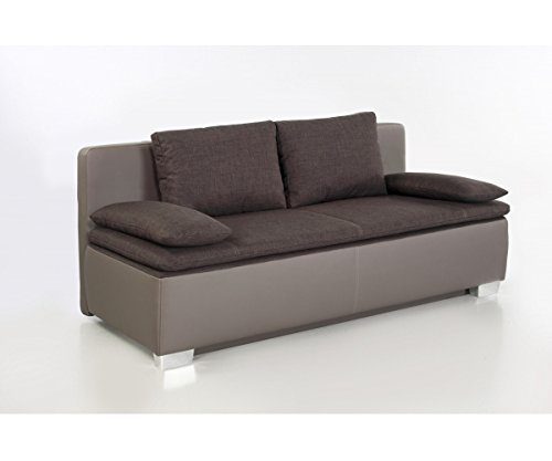 Duett braun / grau Schlafsofa Sofa 2-Sitzer Bettsofa Couch mit Bettfunktion inkl. aller Kissen 440/09 + 546/08