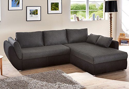 Ecksofa Couch Tifon 272x200cm, schwarz, Bettfunktion Polsterecke Schlafsofa Sofa