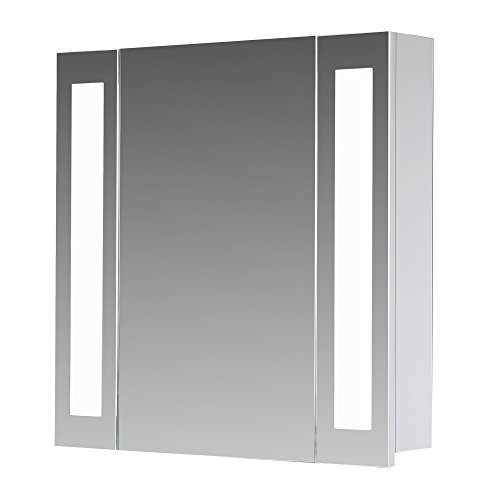 Eurosan San Francisco, SF80, 1-türiger Spiegelschrank, Superflach, Integrierte LED-Frontbeleuchtung, Breite 80 cm, Weiß