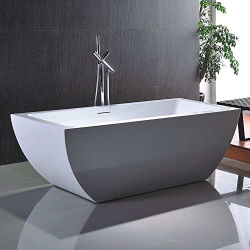Freistehende Badewanne NOA 170x80cm Sanitäracryl Weiß mit Überlauf ohne Armatur