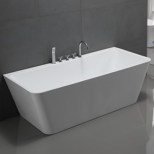 Freistehende Badewanne Sylt 170x80cm Sanitäracryl Weiß Modern Inklusive Armatur