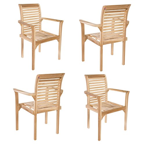 Gartenstühle 4er Set Holz Stuhl von MACO Stapelstuhl Texas in Teakholz