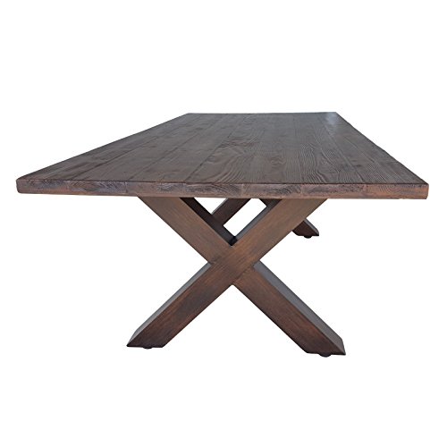 Gartentisch aus Metall 200x100 cm Holz Optik - Tisch 104 kg X-Gestell Aluminium