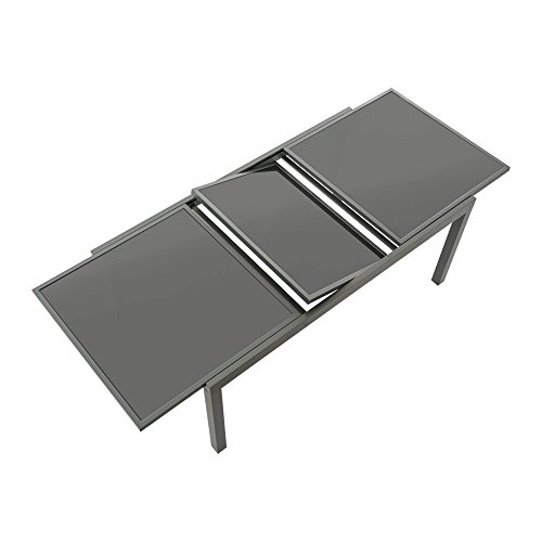 Gartentisch ausziehbar Aluminium Glas grau Länge 180 bis 240 x Breite 100 cm