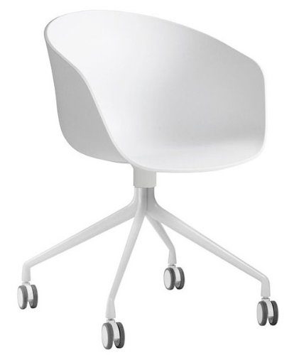 HAY About a Chair 24 Armlehn-Drehstuhl mit Rollen, weiß Gestell aluminium pulverbeschichtet weiß mit Soft-Rollen für alle Böden