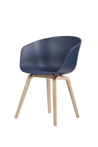 HAY Stuhl About a Chair AAC 22 - blau, Beine Eiche, Schale Polypropylen, Esszimmerstuhl - Küchenstuhl - Speisezimmerstuhl