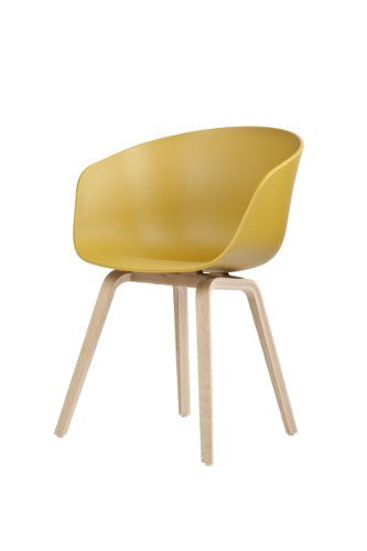 HAY Stuhl About a Chair AAC 22 - senfgelb, Beine Eiche, Schale Polypropylen, Esszimmerstuhl - Küchenstuhl - Speisezimmerstuhl