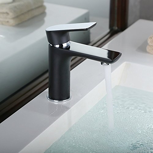 Homelody® DVGW Schwarz Design Wasserhahn Waschbecken Einhebelmischer Mischbatterie Waschtisch armatur Waschtischarmatur Badarmatur in Badzimmer