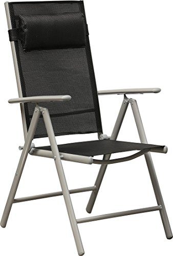 IB-Style - 2 Stück Hochlehner Gartenstühle Klappsessel Aluminium / Textilen, schwarz, 7-fach verstellbar