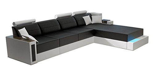 JVmoebel Weiß/Schwarz Sofa Lederimitat, 190 x 85 x 85 cm