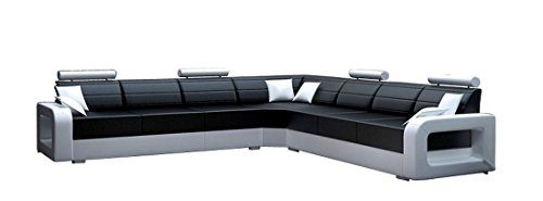 JVmoebel Weiß/Schwarz Sofa Lederimitat, 200 x 85 x 85 cm