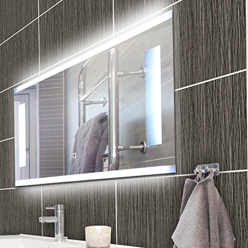 KROLLMANN Badspiegel mit Beleuchtung, LED Spiegel rahmenlos aus Kristallglas beleuchtet, 80 x 40 cm Spiegel ohne Rahmen