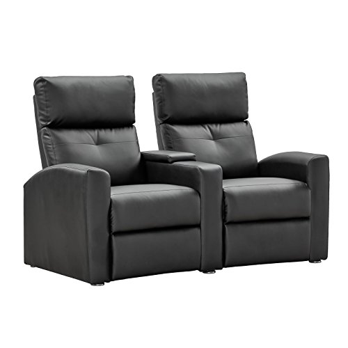 Kinosessel 2 Sitzer Fernsehsessel Relaxsessel TV-Sessel mit Relaxfunktion Kunstleder schwarz